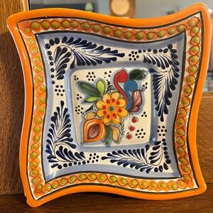 Hand Crafted Mexican Talavera Pottery Square 8” Plate
